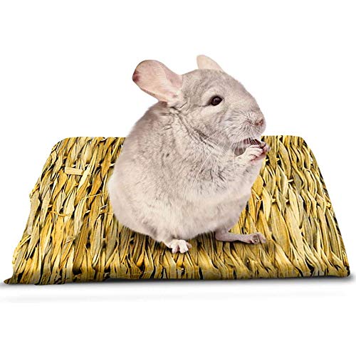 Tapete SunGrow Seagrass para Chinchilla, 8 "x 11", Cama de juego tejida a mano, Juguete comestible para masticar, Trata los corvejones doloridos de los roedores, Colóquelo en una jaula o en el piso