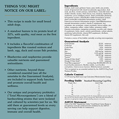 Taste of the Wild Alimento seco para Perros sin Grano de Alta proteína Valle Appalachian Raza PEQUEÑA - Venison