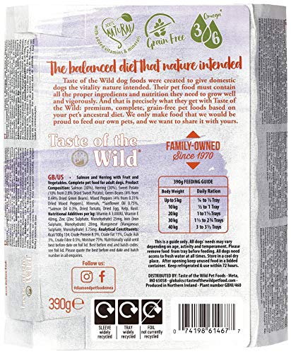 Taste of the Wild Comida húmeda Perro Salmon y Arenque Tarrina 390gr