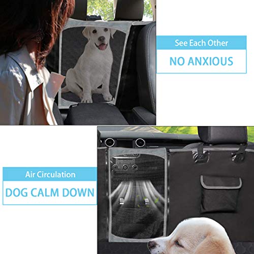 Taygeer Funda Coche Perr, Protector Coche Perro Antideslizante Impermeable y Lavable, Alfombra de Asiento Coche Perro de Estilo Hamaca, Cubre Asientos Coche Perro con Ventana de Malla Visible, Negro