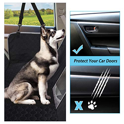 Taygeer Funda Coche Perr, Protector Coche Perro Antideslizante Impermeable y Lavable, Alfombra de Asiento Coche Perro de Estilo Hamaca, Cubre Asientos Coche Perro con Ventana de Malla Visible, Negro