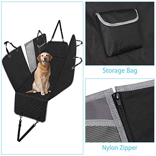 Taygeer Funda Coche Perr, Protector Coche Perro Antideslizante Impermeable y Lavable, Alfombra de Asiento Coche Perro de Estilo Hamaca, Cubre Asientos Coche Perro con Ventana de Malla Visible, Negro