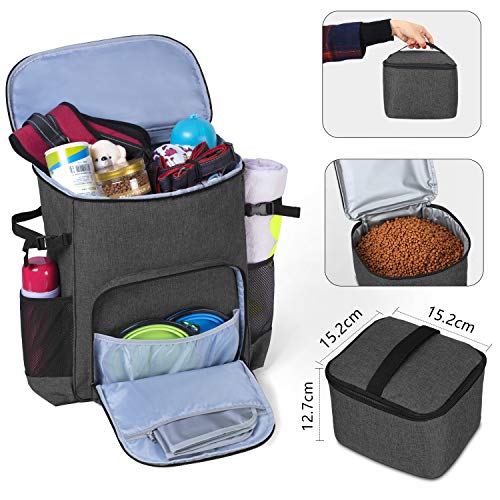 Teamoy Bolsa de Almacenamiento de Suministros para Mascotas, Organizador de Suministros de Perro Mochila de Viaje para Comida para Perros, Juguetes y Otros Suministros para Perros,Negro