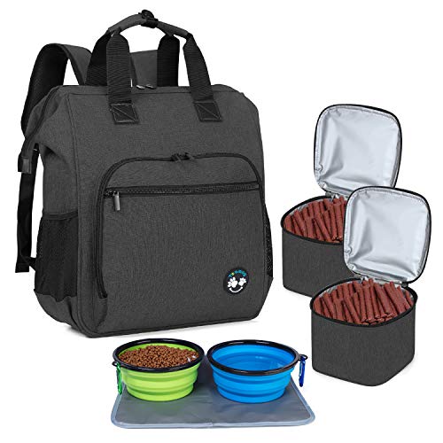 Teamoy Bolsa de Almacenamiento de Suministros para Mascotas, Organizador de Suministros de Perro Mochila de Viaje para Comida para Perros, Juguetes y Otros Suministros para Perros,Negro