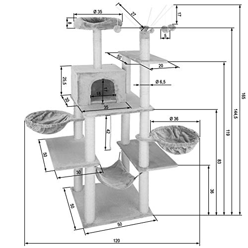 TecTake 800657 - Rascador para Gatos Lilou, Árbol para Gatos, Hamaca, Plataformas, Bolas de Juego - Varios Modelos (Type 3 | No. 402933)