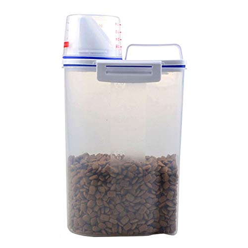 Teekit Depósito de té para Comida de Mascotas, hermético, Recipiente para Comida de Gatos con Vaso medidor, Transparente, 2,5 L