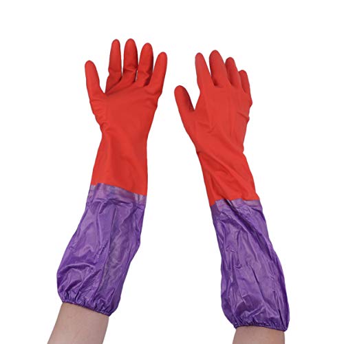 TEHAUX 1 par de guantes para cambiar el agua de acuario, largos, antideslizantes, sin costuras, mantenimiento de acuario, mantiene las manos secas para el hogar (color aleatorio)