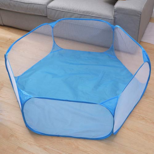 TEHAUX 1pc Hamster House Game Tent Transpirable Tienda Plegable Pequeños Animales Parques Cerca Juego Piscina para Gatito Guinea Pig Conejo Erizo (Azul) Tienda para