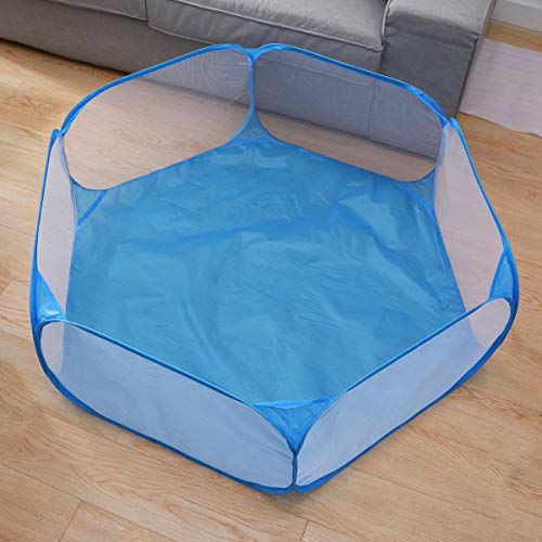 TEHAUX 1pc Hamster House Game Tent Transpirable Tienda Plegable Pequeños Animales Parques Cerca Juego Piscina para Gatito Guinea Pig Conejo Erizo (Azul) Tienda para