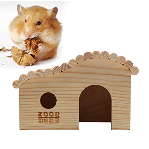 TEHAUX Linda casa de hámster enano DIY madera cabaña escondite jaula para animales pequeños mascotas ratas ratón enano hámsters guinea cerdo hámster casa