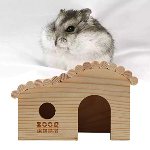 TEHAUX Linda casa de hámster enano DIY madera cabaña escondite jaula para animales pequeños mascotas ratas ratón enano hámsters guinea cerdo hámster casa