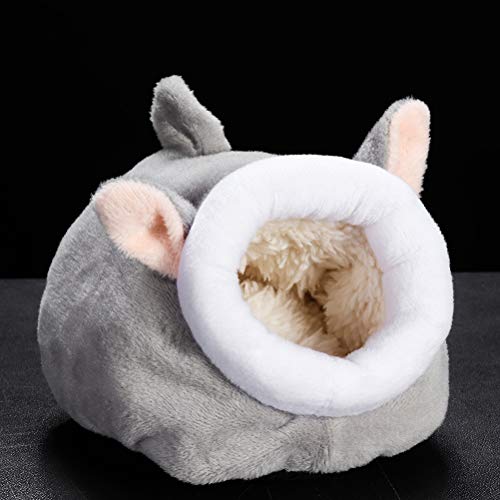 TEHAUX Pet Soft- Hamster Nido de algodón para dormir cómoda cama de invierno cálido nido para mascotas saco de dormir suministros para mascotas (gris claro)