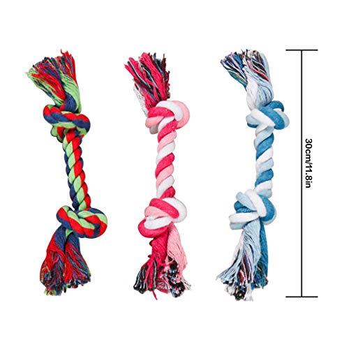 teng hong hui Color Random Dual Knots Pet Masticar mordida Cuerda Juguete Interior al Aire Libre Entrenamiento Mascota Herramienta dentición Juguete algodón Cuerda