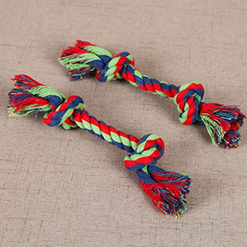 teng hong hui Color Random Dual Knots Pet Masticar mordida Cuerda Juguete Interior al Aire Libre Entrenamiento Mascota Herramienta dentición Juguete algodón Cuerda