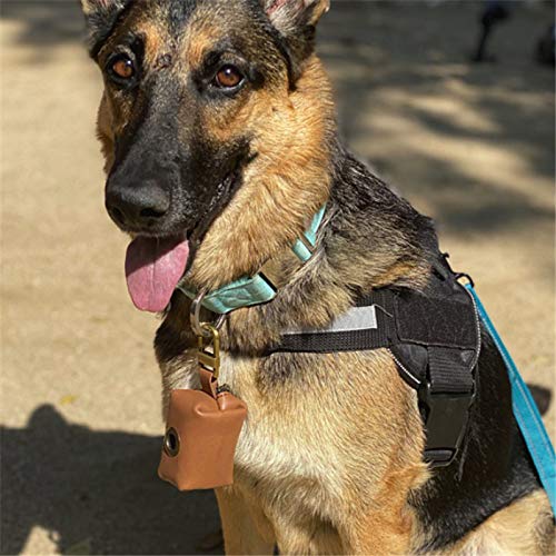 TENKY Porta Bolsa de Caca de Perro Porta Bolsa de Residuos de Perro Dispensador de Bolsas de Caca de Perro Dispensador de Bolsas de Basura de Perro Cuero Mosquetón de Metal en Gran