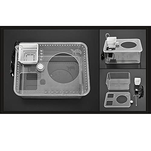 Terrario de Tortugas de Agua 1 pieza de plástico transparente reptil de reproducción caja de alimentación de gran capacidad acuario hábitat tina tortuga tortuga plataforma Tanque de Acuario de Reptile