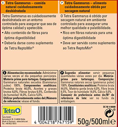 Tetra Gammarus 500 ml - Comida natural para tortugas acuáticas