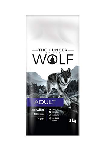 The Hunger of The Wolf Alimento seco para perros adultos de todas las razas con cordero y arroz, fórmula delicada, 3kg