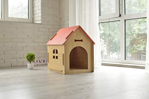 thematys Perrera de Madera para Perros I Casa para Perros para Uso Interior y Exterior I Lugar para Dormir a Las Mascotas I Resistente a la Intemperie y a los arañazos (M (51 x 40 x 52 cm), Style 2)