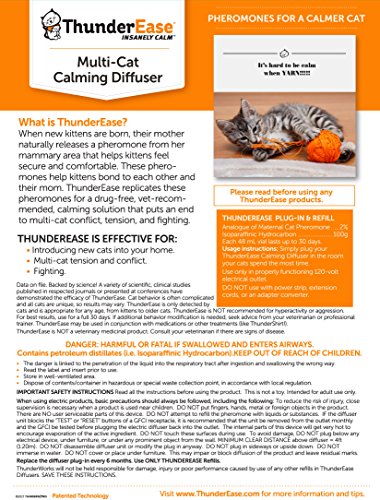 ThunderEase Multicat - Recambio para difusor de feromonas calmantes | Alimentado por FELIWAY | Reduce los conflictos de Gatos, la tensión y la Lucha