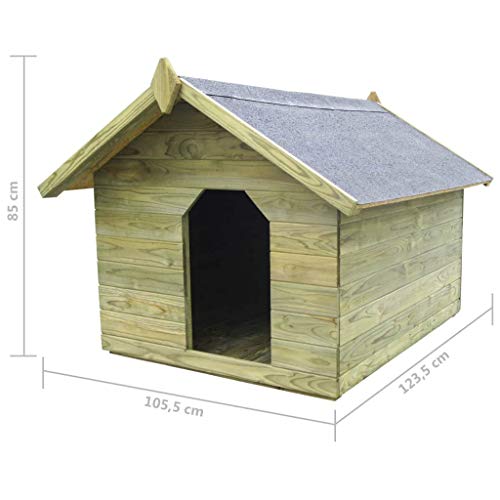 Tidyard Casas de Perros para Jardín,Caseta de Exterior para Perros,Apertura de Techo,Impermeable y Resistente Intemperie y Putrefacción,Madera Pino Impregnada 105,5x123,5x85cm