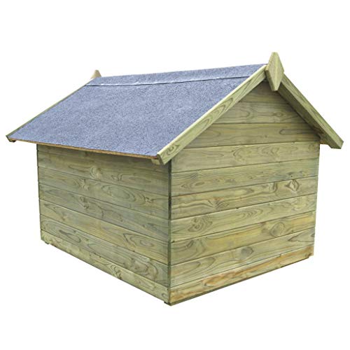 Tidyard Casas de Perros para Jardín,Caseta de Exterior para Perros,Apertura de Techo,Impermeable y Resistente Intemperie y Putrefacción,Madera Pino Impregnada 105,5x123,5x85cm