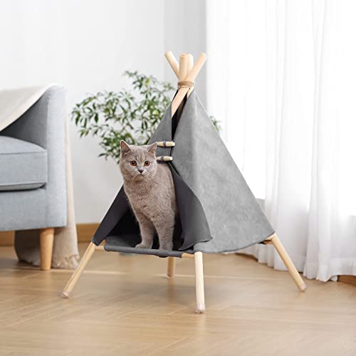 Tienda de campaña para gatos Tipi para animales de compañía, Tipi Casa de Chaton con pestillos de pino estable para gatos, cama de gato, cachorro desmontable tienda de campaña para interior exterior