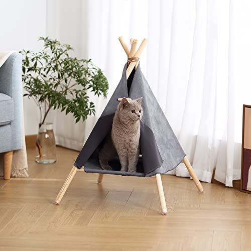 Tienda de campaña para gatos Tipi para animales de compañía, Tipi Casa de Chaton con pestillos de pino estable para gatos, cama de gato, cachorro desmontable tienda de campaña para interior exterior