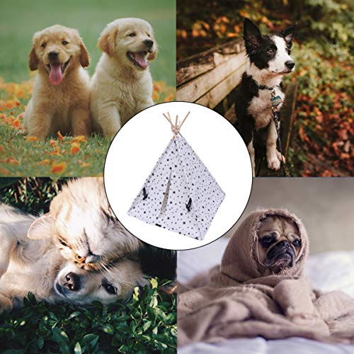 Tienda de campaña para mascotas, cachorros, gatos, cama de lona blanca para perros, casa bonita, mascota, tipi – Tienda de campaña para mascotas moderna para interior, gatos, cama de 40,6 cm