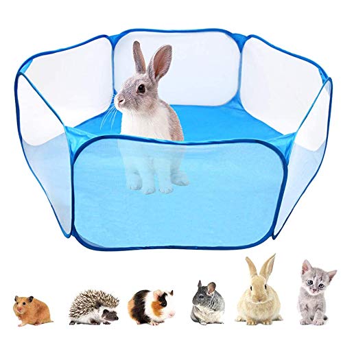 Tienda de Jaula para Animales Pequeños, Parque de Animales Pequeños, Carpa para Mascotas Transpirable para Hámsteres, Conejillos de Indias, Erizos, Conejos, Gatos, Perros (Azul)