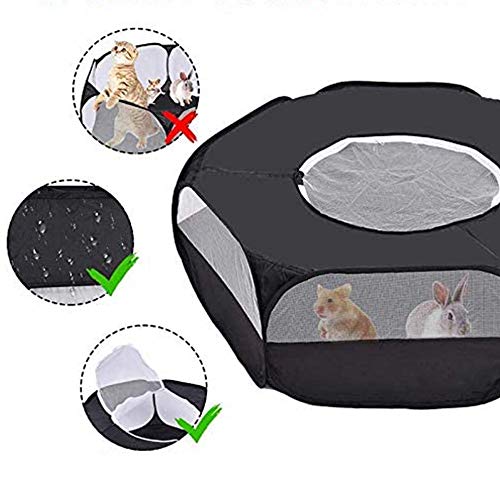 Tienda de Jaulas para Mascotas, Jaula Animal Pequeño Transparente, Animal Valla de Mascota Portátil, con Tapa Superior Anti Escape, para Gatitos Conejos Conejito Hámster Chinchillas (Negro)