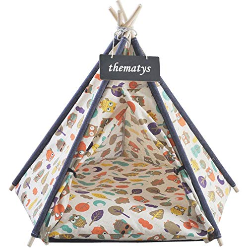 Tienda de Mascotas para Perros y Gatos - Tipi con Cama de Perro y Cesta de Gato - Lavable (L, Style 11)