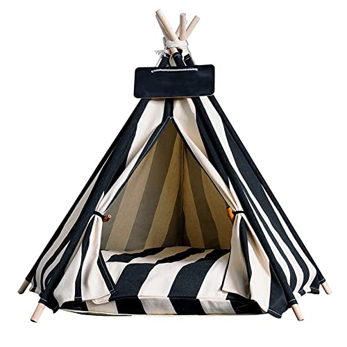 Tienda de Mascotas para Perros y Gatos - Tipi con Cama de Perro y Cesta de Gato - Lavable (S, Style 7)