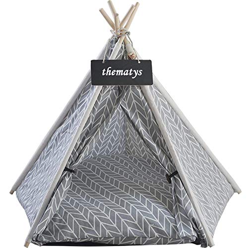 Tienda de Mascotas para Perros y Gatos - Tipi con Cama de Perro y Cesta de Gato - Lavable (S, Style 9)