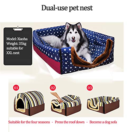 Tienda para Mascotas Nido para Grandes Perro Cueva Cama Casa Interior Perrera para Perros Deluxe Camas para Perro Plegable Casetas Lavable,D,XXXL105x80x72cm