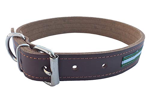 Tiendas LGP - Collar para Perros de Piel Flor con Bandera de Andalucia, 2,5 x 51 cm, Color Marrón