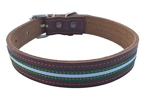 Tiendas LGP - Collar para Perros de Piel Flor con Bandera de Andalucia, 2,5 x 51 cm, Color Marrón