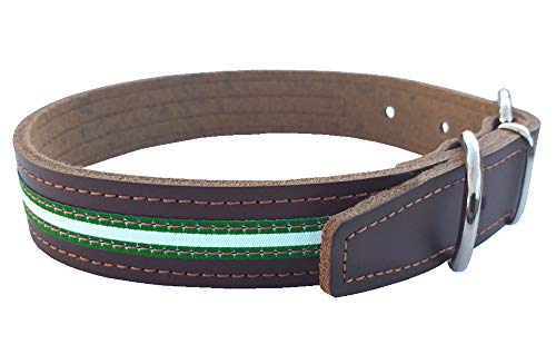 Tiendas LGP - Collar para Perros de Piel Flor con Bandera de Andalucia, 2,5 x 51 cm, Color Marrón