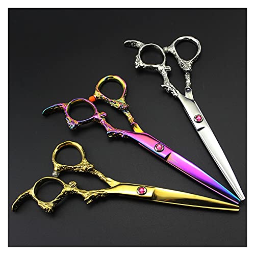 Tijeras de cabello profesional 7 Pulgadas Púrpura Profesional De Aseo De Mascotas Tijeras De Corte De Pelo De Perro Sissors Peluquería Tijeras Bereber Tijeras De Peluquería ( Color : Gold cutting )