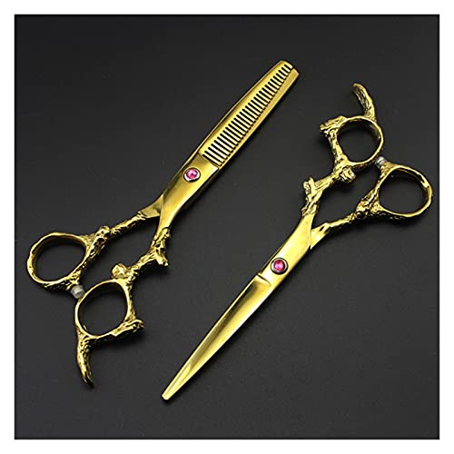 Tijeras de cabello profesional 7 pulgadas púrpura profesional de aseo de mascotas tijeras de corte de pelo de perro sissors peluquería tijeras bereber tijeras de peluquería ( Color : Gold cutting )