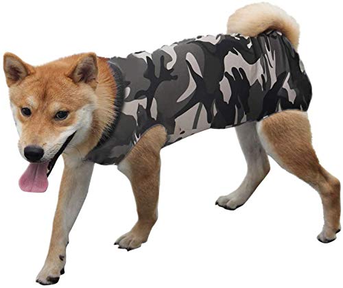 Tineer Dog Recovery Suite - Herida Abdominal Protector Perrito Enfermedades de la Piel del Chaleco de Perrito después del Desgaste Cirugía,E-Collar Traje de recuperación de Gato Perro (L, Camouflage)