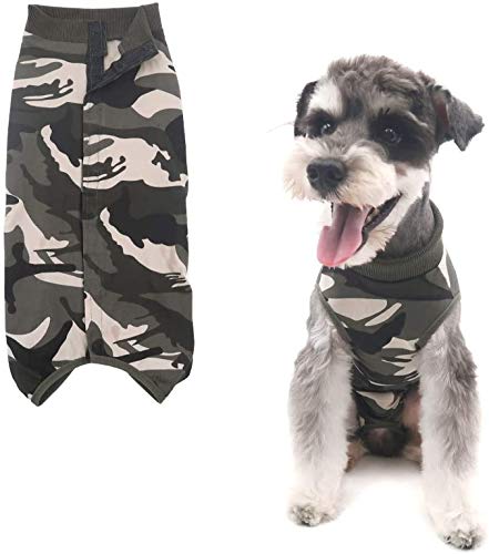 Tineer Dog Recovery Suite - Herida Abdominal Protector Perrito Enfermedades de la Piel del Chaleco de Perrito después del Desgaste Cirugía,E-Collar Traje de recuperación de Gato Perro (L, Camouflage)