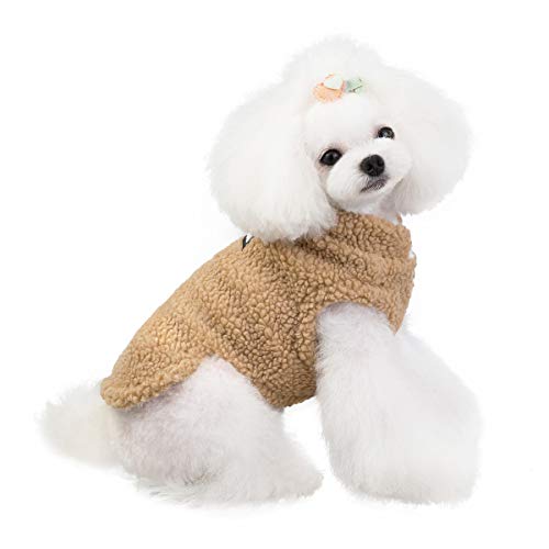 Tineer Pet Doggy Winter Lamb Cachemira Abrigo Warm Outdoor Fleece Dog Fleece Forro Pullover Coat Chaqueta Outwear Chaleco para Perros pequeños y medianos (L, Khaki)