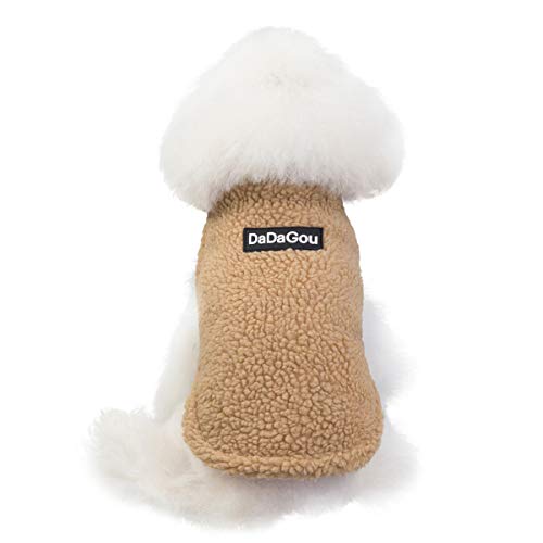 Tineer Pet Doggy Winter Lamb Cachemira Abrigo Warm Outdoor Fleece Dog Fleece Forro Pullover Coat Chaqueta Outwear Chaleco para Perros pequeños y medianos (M, Khaki)