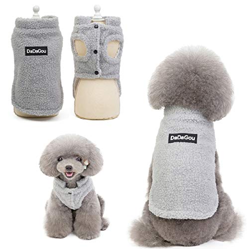 Tineer Pet Doggy Winter Lamb Cachemira Abrigo Warm Outdoor Fleece Dog Fleece Forro Pullover Coat Chaqueta Outwear Chaleco para Perros pequeños y medianos (S, Gris)