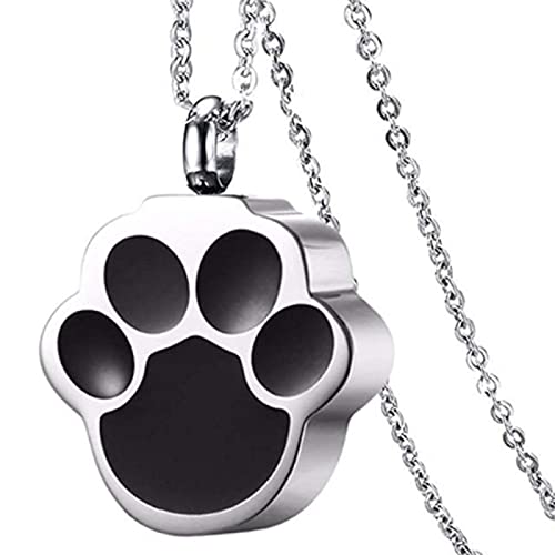 TNBKDSE Joyería Unisex de Acero Inoxidable para Mascotas, Perros/Gatos, joyería de cremación con Estampado de Pata, Soporte para Cenizas, Collar de urna Conmemorativa para Mascotas para Memoria