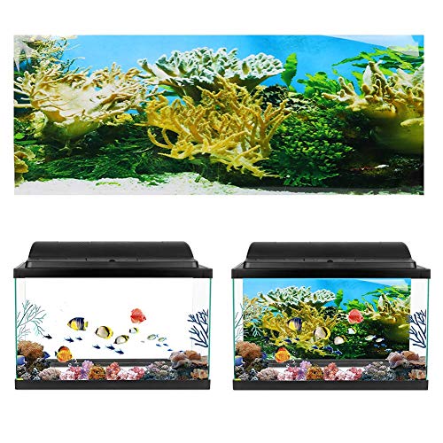 Tnfeeon Fondo de Acuario Coralino de Plantas de Agua, Adhesivo de PVC Adhesivo de Doble Cara decoración de Tanque de Peces(91x50cm)