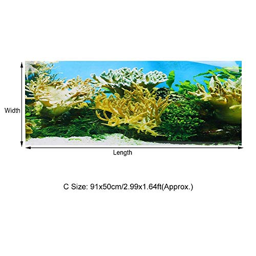 Tnfeeon Fondo de Acuario Coralino de Plantas de Agua, Adhesivo de PVC Adhesivo de Doble Cara decoración de Tanque de Peces(91x50cm)