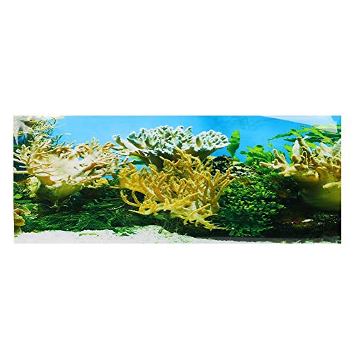 Tnfeeon Fondo de Acuario Coralino de Plantas de Agua, Adhesivo de PVC Adhesivo de Doble Cara decoración de Tanque de Peces(91x50cm)