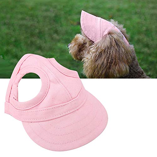 Tnfeeon Gorra de béisbol para Mascotas, Gorra para Perros al Aire Libre con Orificios para los oídos Raya Ajustable Sombrero de Verano para Padres e Hijos(S-Rosado)